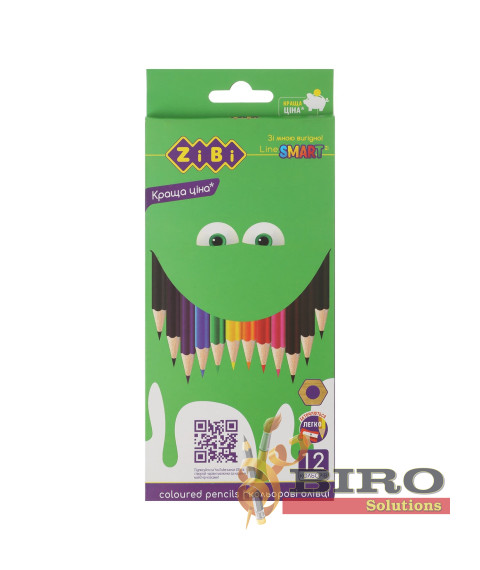 Creioane colorate 12 culori, din lemn, SMART Line